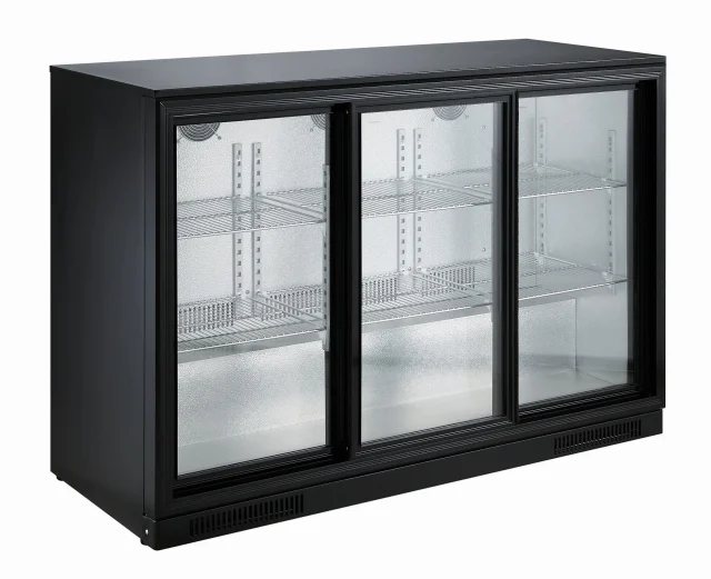 BACKBAR COOLER BLACK 3 SLIDING DOORS