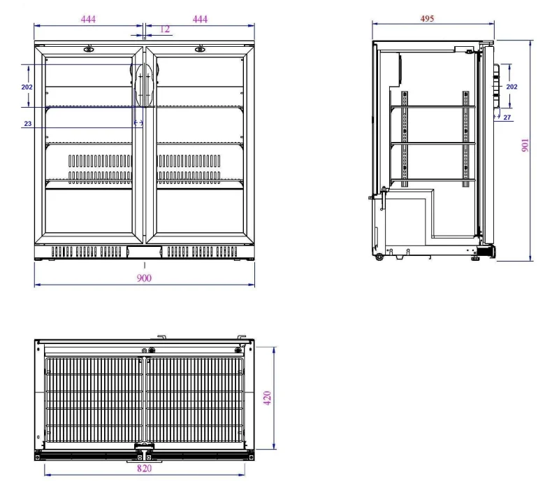 BACKBAR COOLER BLACK 2 DOORS, image 2