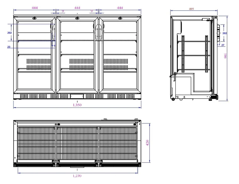 BACKBAR COOLER BLACK 3 DOORS, image 2