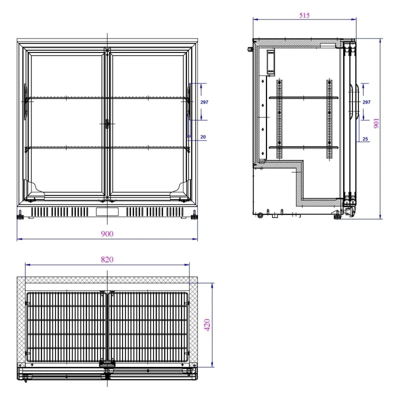 BACKBAR COOLER BLACK 2 SLIDING DOORS, image 2