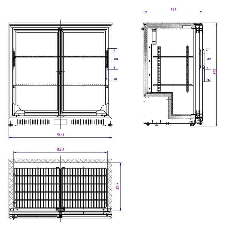 BACKBAR COOLER BLACK 2 SLIDING DOORS, image 2