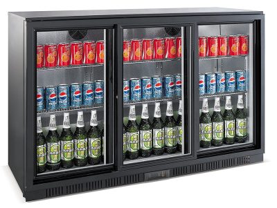 BACKBAR COOLER BLACK 3 SLIDING DOORS