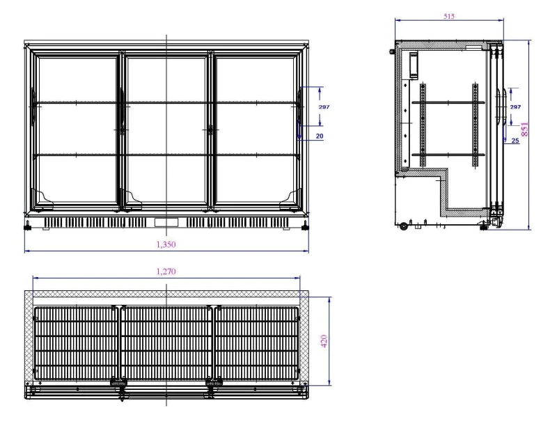 BACKBAR COOLER BLACK 3 SLIDING DOORS, image 2