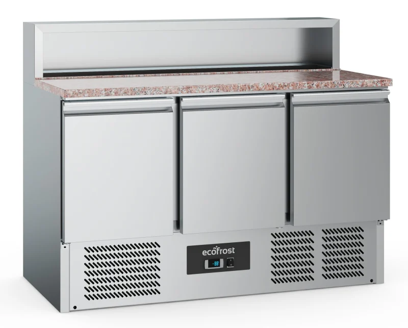 PIZZA COUNTER 3 DOORS 8x1/6GN CONTAINER