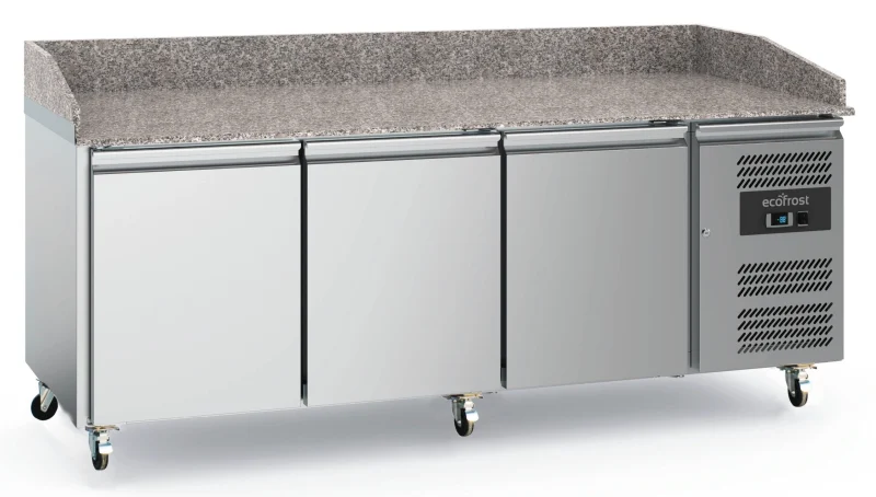 PIZZA COUNTER 3 DOORS WITH WHEELS