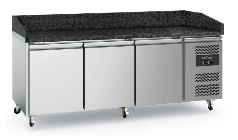 PIZZA COUNTER 3 DOORS GRANITE WITH WHEELS