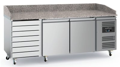 PIZZA COUNTER 2 DOORS 7 DRAWERS
WITH WHEELS