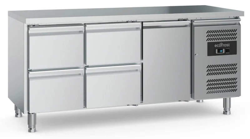 700 REFRIGERATED COUNTER 1 DOOR AND 4 DRAWERS WITH ADJUSTABLE FEET
