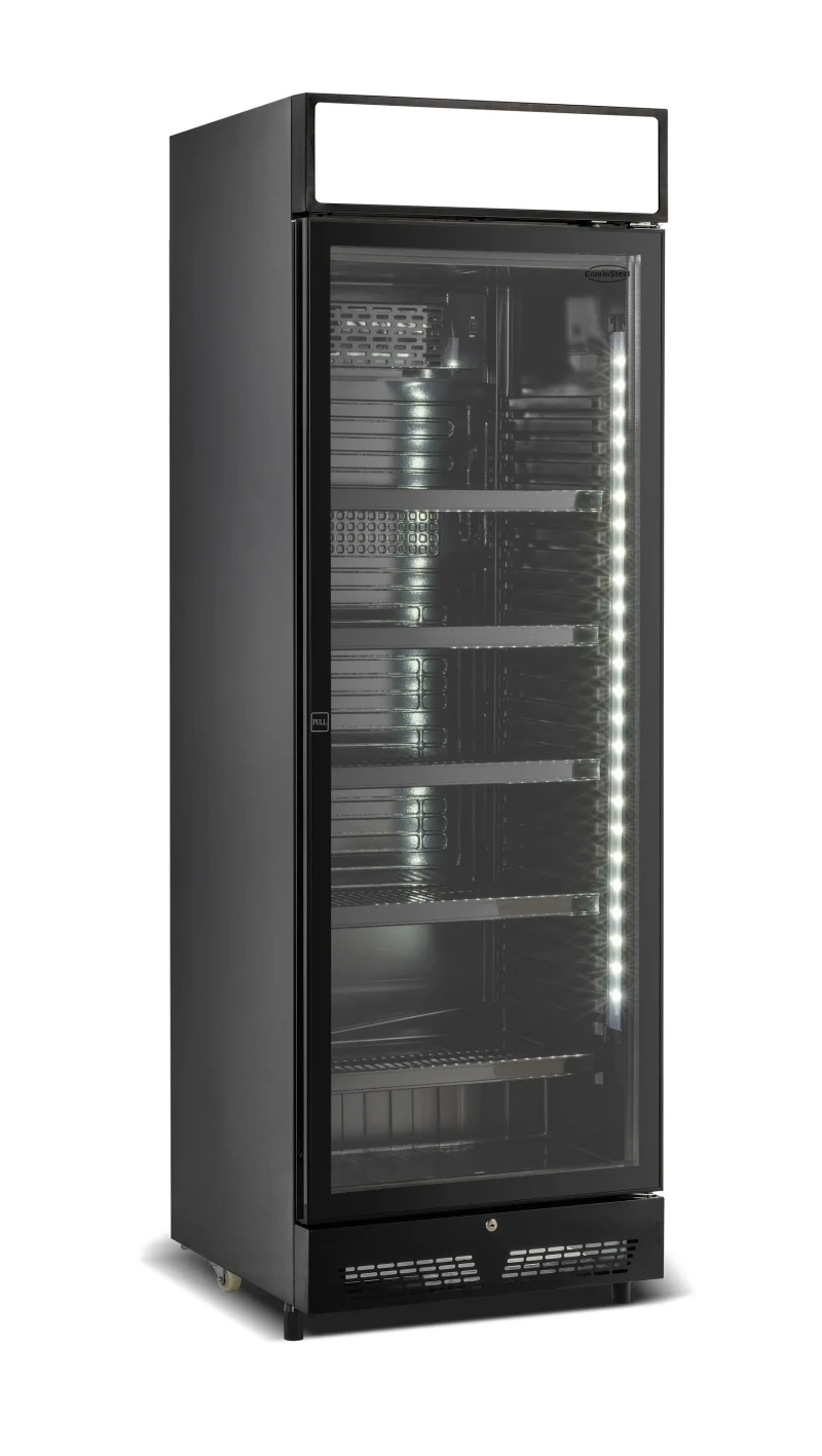 REFRIGERATOR 1 GLASS DOOR BLACK WITH LIGHT BOX SVE-450 BLC