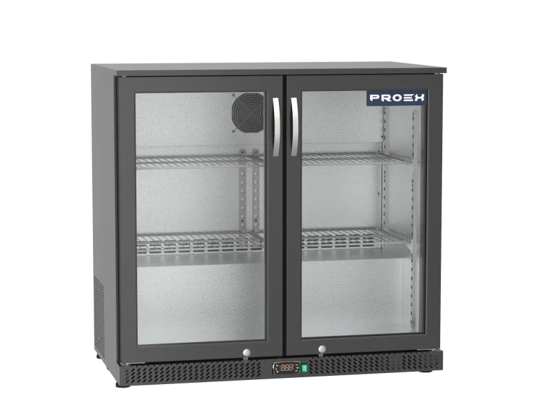 Proex BKB-235H Double Hinged Glass Door Back Bar Cooler – 170L Black