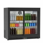 Proex BKB-235S Double Sliding Glass Door Back Bar Cooler – 170L Black