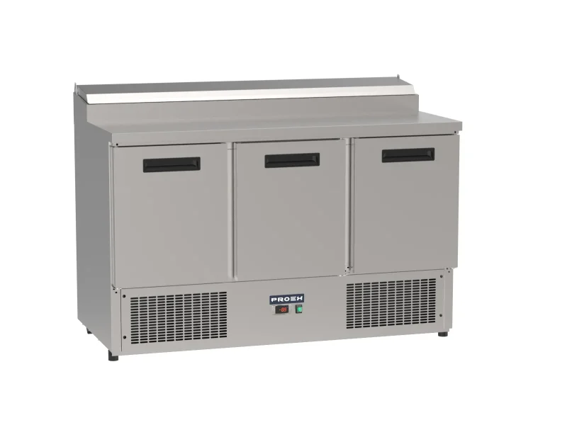 Proex PS300 3-Door Refrigerated Pizza Prep Counter – 368L Stainless Steel