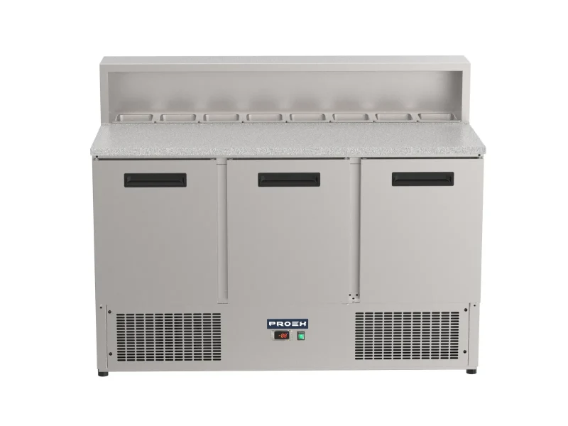 Proex PS903 3-Door Refrigerated Pizza Prep Counter – 368L, image 2