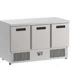 Proex S903 SS Top 3-Door Counter Fridge with Stainless-Steel Worktop – 368L