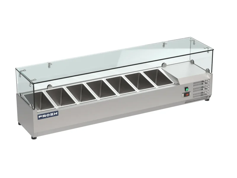 Proex VRX1500/330 Countertop Refrigerated Topping Unit with Glass Canopy – 7 × GN 1/4, image 2